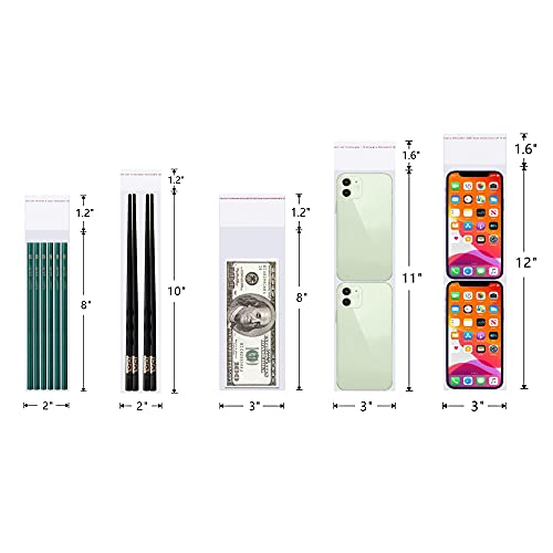 2" x 8" Cello Bags 100pcs Long Resealable Cellophane Bags OPP Self Adhesive Bags 1 Mil for Pretzel Bakery Cookies Candies Jewelry Crafts Candles Party (8 Sizes to Choose from) - color: Clear, size: 2x8 Inch (Pack of 100)