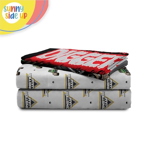 Sunny Side Up Monster Jam Grave Digger Full Sheet Set - 4 Piece Kids Bedding Set Includes Pillow Cover - Super Soft Microfiber Sheets - color: White - Monster Jam, size: 4 Piece Full