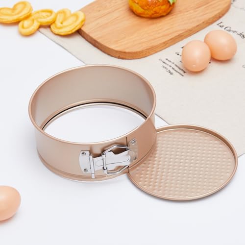 4 Pcs 6 Inch Nonstick Springform Cheesecake Pan with Removable Bottom - color: Champagne Gold, size: 6 Inch