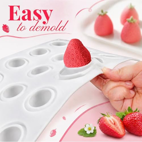 3D Strawberry Silicone Mold for Mousse Cake, Fruit Pudding Strawberry Molds - color: 15-Cavity Strawberry