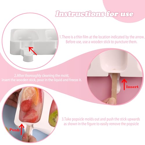 WMKGG Popsicle Silicone Molds Set, 2 PCS Ice Cream Molds - color: White