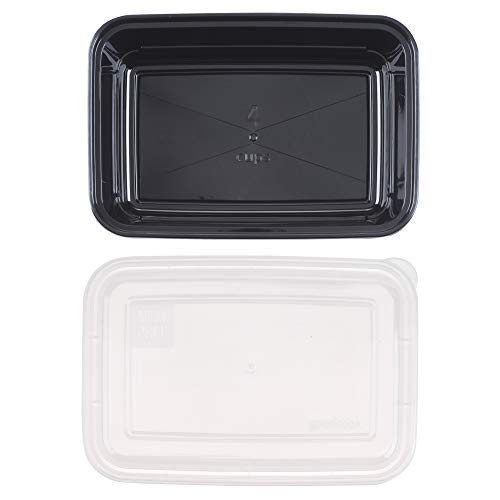 GoodCook Meal Prep Containers, Single Compartment, BPA-Free Reusable Food Storage, Black, Microwave & Freezer Safe, Stackable Meal Prep Containers for Lunches and Snacks (Pack of 2) - size: 1 Count (Pack of 2)