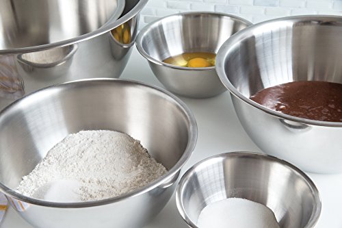 Fox Run 6-Piece Nesting Stainless Steel Polished Mixing Bowls Set - color: Stainless Steel, size: Set of 6 (0.5 - 10.75 Quart)