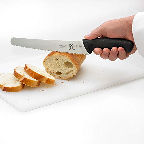 Mercer Culinary M23211 Millennia Black Handle, 10-Inch Left Handed Wavy Edge Wide, Bread Knife - size: 10", style: Millenia Black Handle