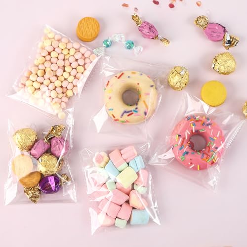 Docvania Clear Resealable Cellophane Bags 4 X 6 Inch Self Sealing Cellophane Bags, 50Pcs Cookie Bag with Seal Packaging Treat Bag for Wrapping Bread, Soaps, Candies and Party Favors - size: 4x6 Inch (Pack of 50)