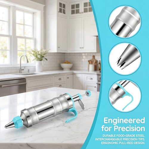 Cake Decorating Kit,209 PCS Dessert Decorating Syringe Set with Stainless Steel Frosting Piping Kit,Baking Supplies with Storage Case,Piping Bags and Tips Set,Chocolate Moulds for Beginners & Pros