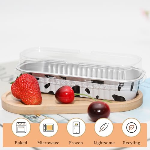 50 Pack 6.8oz Mini Cake Pans with Lids, Cow Print - color: Cow Print, size: Rectangle