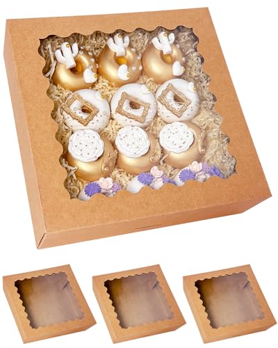 Bakepacker Auto-pop Up Pie Boxes With Window 12x12x3'', 20pcs Brown - color: Brown, size: 12x12x3, 20Pcs