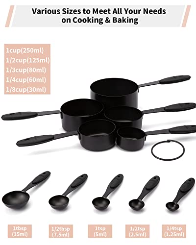 JOYHILL Measuring Cups and Spoons Set 304 Stainless Steel 10-Piece - color: i)Black-Black