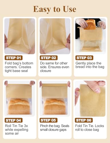 FireKylin Bread Cookie Bags with Window & Tin Tie,3.9x3.1x8.2 (50,Small) - size: Small
