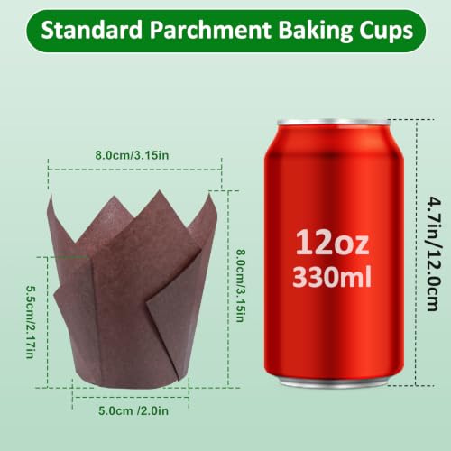 Caperci 150pcs Brown Tulip Muffin Cupcake Liners for Baking - color: Brown