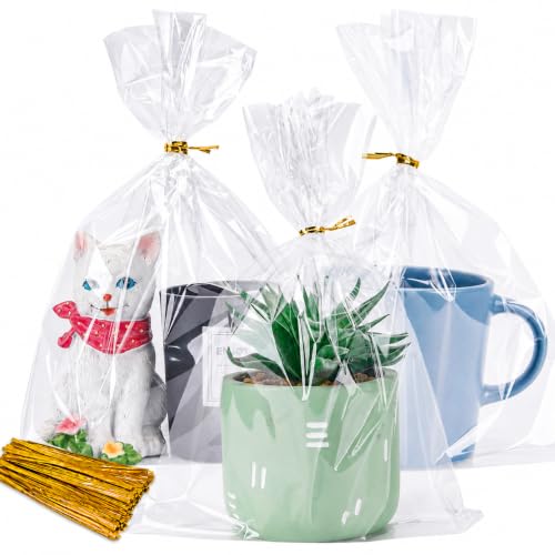 LOKQING Halloween Treat Bags Bulk, 200 Pack 8x11 in for Markets - color: Clear-8x11Inch-200