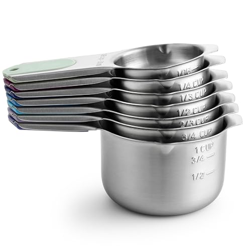 Spring Chef Magnetic Stainless Steel Measuring Cups Set of 7, Winter Frost - color: Winter Frost, size: Magnetic - Set of 7