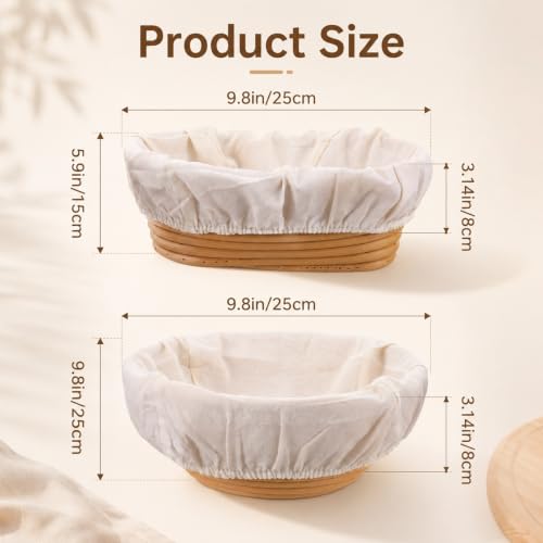 Oruola 6PCS Proofing Basket Liner,10In Cloth Banneton Cover