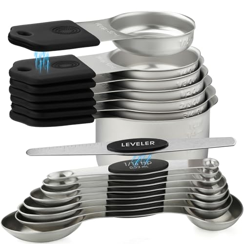 Magnetic Measuring Cup & Spoon Set Stainless Steel 7 Magnetic Measuring Cup - color: Black