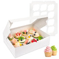 Moretoes 30pcs Cupcake Boxes, 12 Count Bakery Boxes with Windows & Inserts - color: White, size: 13*10*3.5inch
