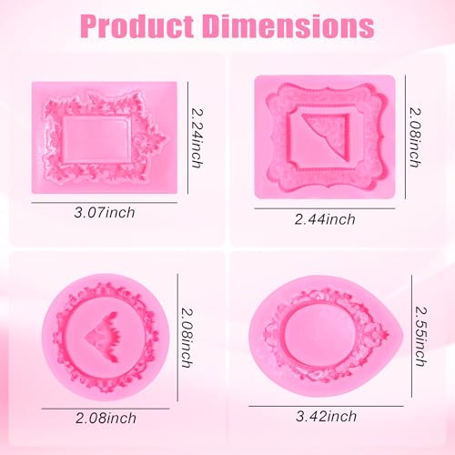 4 Pcs Photo Frame Silicone Molds, Various Sizes