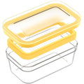 UNIVIVO 280g Butter Slicer Cutter and Airtight Container for Fridge, 2-in-1 PC Butter Dish with Stainless Steel Wires for Easy Portion Control, Slices After 15-20 Mins Softening, Clear Butter Keeper - size: Medium-Yellow