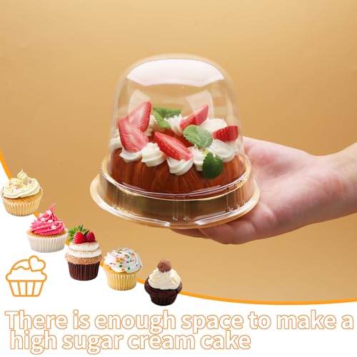 Hewnda Cake Box, Clear Plastic Dome Carrier, 50 Sets