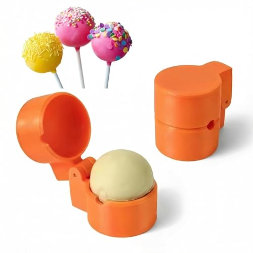 2 PCS Cake Pop Mold Press Set for Sphere, Cake Pop Maker with Cutter and Pusher Tool for Home Baking, Birthday Parties, Wedding Dessert，Cake（Orange）