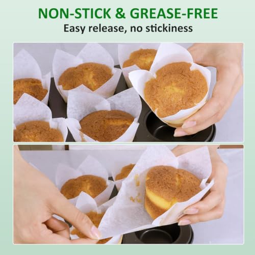 Caperci 150pcs Multicolor Tulip Muffin Cupcake Liners for Baking - color: Multicolor (Natural/White/Brown)