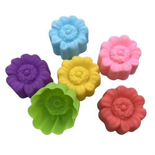 36 PCS Flower Shaped Baking Molds Silicone Food Grade Non Stick Mini Trays for Cupcakes Puddings Chocolates Must Have for Creative Kitchen Fun(6 Colors) - color: Peach Blossom1