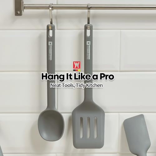 Wagensteiger Dark Gray Silicone Slotted Spatula: Cooking Turner with Heat Resistant, Non-stick Cookware Safe, Gentle Head Design, BPA Free (11.81inch x 3.15inch) - size: 11.81inch x 3.15inch