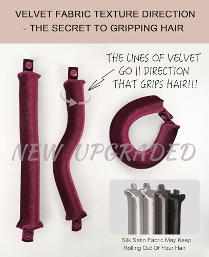 Littles Heatless Curls Overnight Rods Velvet Hair Curler to Sleep in No Heat Heatless Curling Iron Foam Sponge Flexi Rods Hair Rollers for Long Short Hair Care Styling Tools - color: Burgundy