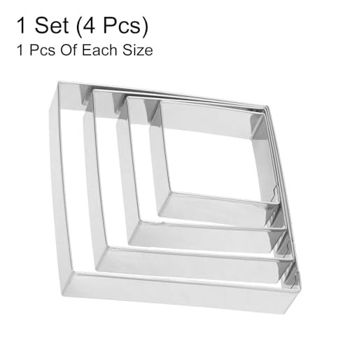 HARFINGTON Square Cookie Cutter Set Assorted Sizes Stainless Steel Geometric Biscuit Baking Pastry Candy Cookie Cutters Molding for Pastry Fondant Cake - style: Square