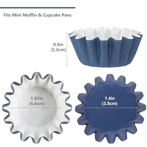 Caperci Heavy Duty Navy Mini Cupcake Liners Small Muffin Baking Cups 200pcs - color: Navy Blue