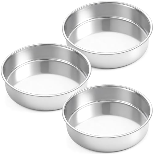 3 Pcs Round Cake Pans, 8 Inch, Stainless Steel