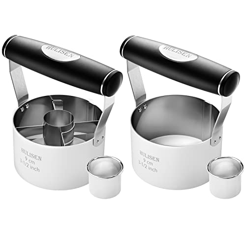 HULISEN 3.5 in Donut Cutter & Biscuit Cutter Set with hole, Stainless Steel - size: 3.5" Donut Cutter & Biscuit Cutter