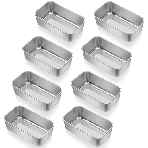 E-far Mini Loaf Pan Set of 8, Small Stainless Steel Bread Baking Pans for Oven, 6.3 x 3.5 Inch Tiny Meatloaf Pans for Homemade Bread Pound Cake Brownies, Non-toxic & Dishwasher Safe - size: Set of 8