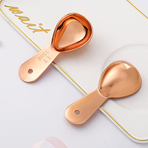 Patelai 3 Pieces Coffee Scoop Tablespoon Short Handle, 15 ml, Rose Gold - color: Rose Gold, size: 15 ml