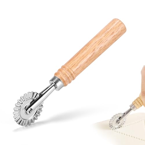 SHANGSKY Pastry Cutter Wheel, Ravioli Cutter Wheel with Long Wooden Handle
