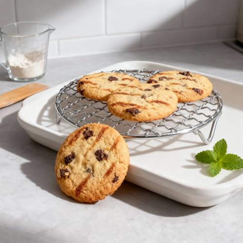 Cooling Rack 6.5 Inch Round Stainless Steel - Multi-Use Wire Rack for Cooking, Baking, Cookie Cooling, Steaming & BBQ - Sturdy 20mm Legs for Even Airflow, Durable Versatile Kitchen Tool for Home Baker - size: 6.5 inch