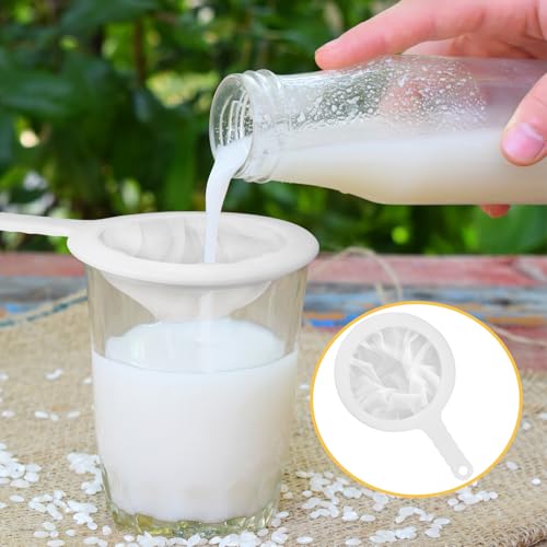 Uenhoy 2 Pcs Nylon Mesh Strainers 300 400 Kitchen Sieve With Handle White - size: 300 Mesh & 400 Mesh