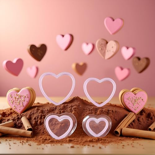 4 Pieces Heart Cookie Cutters Set Different Sizes Cookie Cutters Molds For Sandwiches Fondant Cakes Baking Gadgets Cookie Mold Dessert and Candy Sculpting Tools Decorating Tools