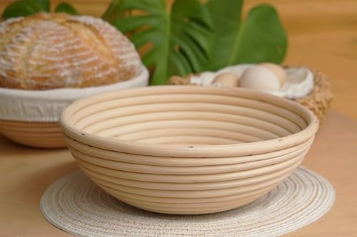 Banneton Bread Proofing Basket set of 2, 9 Inch Round Sourdough Proofing Baskets with Liner,Dough Proofing Bowls,Made of Natural rattan,for Sourdough Bread Baking Supplies - size: 2 set 9 inch Round