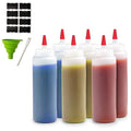 Bellemain 6-Pack Condiment Squeeze Bottles for Sauces - Includes Funnel, Erasable Marker & Reusable Labels, Perfect for Salad Dressings, Liquids, and Ketchup, Durable Plastic 4 oz Bottles - size: 4 Ounces (Pack of 6)