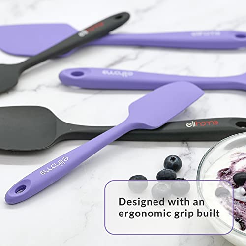 Elihome Chef Series 3 Piece Silicone Spatula Set - 600°F Heat Resistant Non Stick Rubber Kitchen Scraper Spatulas for Cooking, Baking, and Mixing – BPA Free and LFGB Certified Silicone, Purple Color - color: Purple