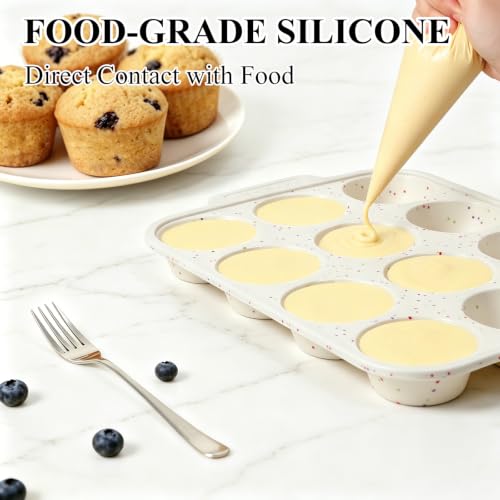 Vinino Silicone Muffin Pan with Reinforced Frame, Nonstick Cupcake Pan - size: Regular: 12-Cup x 2 Pcs
