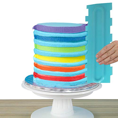 Cake Scraper Polisher Set of 6 Pack Decorating Comb and Icing Smoother Mousse Butter Cream Cake Edge Tools, Plastic Sawtooth 12 Design Textures-Blue - color: 6 Blue