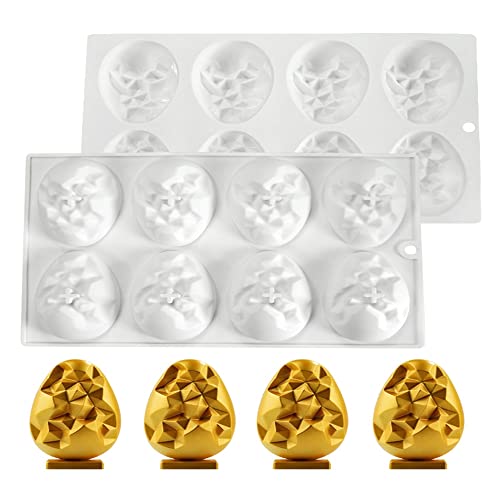 Mostsom 8 Cavity Easter Egg Silicone Mold for Chocolate, Baking Pan for Party Fondant Candy Jelly Dome Mousse Cake Topper Making (E) - size: Easter Egg E