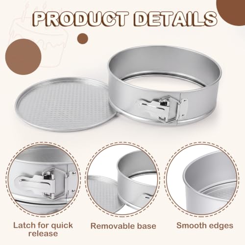 4 Pcs 8 Inch Nonstick Springform Cheesecake Pan with Removable Bottom - color: Sliver, size: 8 Inch
