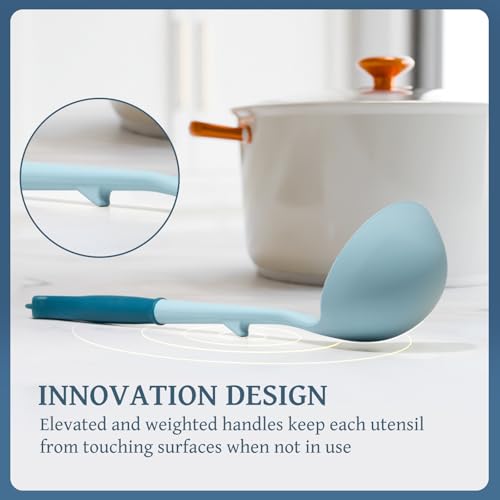 Kikcoin 43 PCS Silicone Kitchen Utensils Set, Cooking Utensils Set, Blue - color: Blue