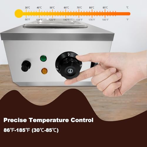 3 Tanks Chocolate Melting Pot, 1200W Commercial Chocolate Tempering Machine with Lid, Digital Temperature Control 86°f-185°f, 1.8QT x 3 Stainless Steel Tanks Food Warmer for Candy Cheese Sauce Making