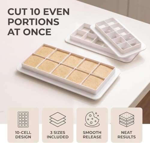 3Pcs White Square Cookie Cutter Set, 3 Size Square Biscuit Cutters Cake Decorating Use Safety Easy to Store, Geometric Multicutter Cake Fondant Cutter, Baking Tools and Accessories