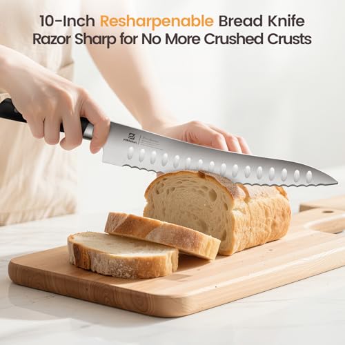 Piklohas Piklohas Bread Slicer With Bread knife, 4 Thickness Adjustable - size: 10-Inch Bread Knife & Slicer
