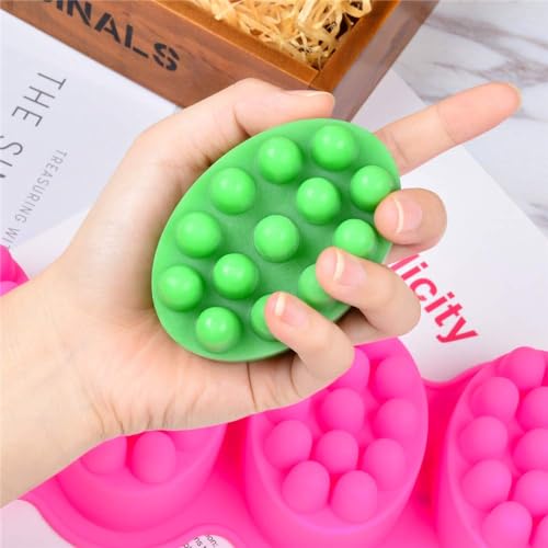 SJ Massage Bar Soap Mold Set, 2-Pack 4-Cavity Silicone Soap Mold - color: Pink+Rose Red / 3D Hair Comb